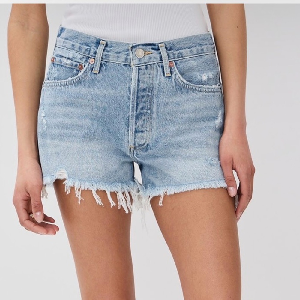 Agolde Parker Vintage Cutoff Shorts in Light Blue Denim
